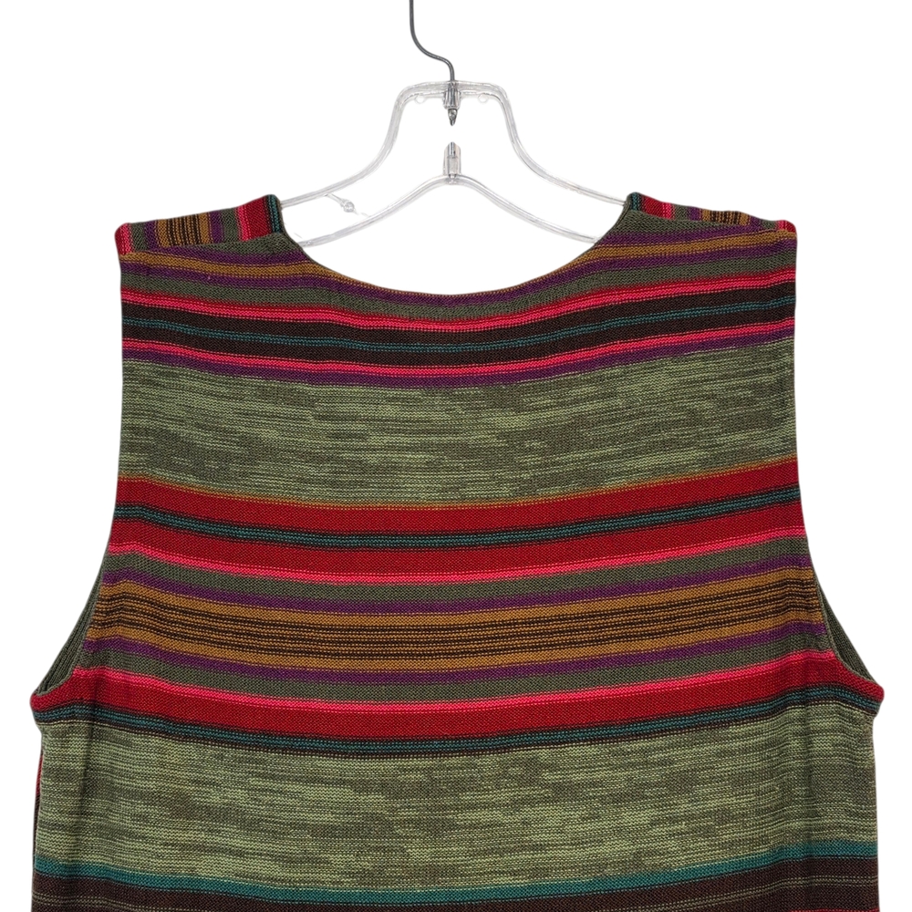 Chaps Colorful Striped Linen/Cotton Knit Wrap-Front Sleeveless Sweater Size L - Picture 8 of 13
